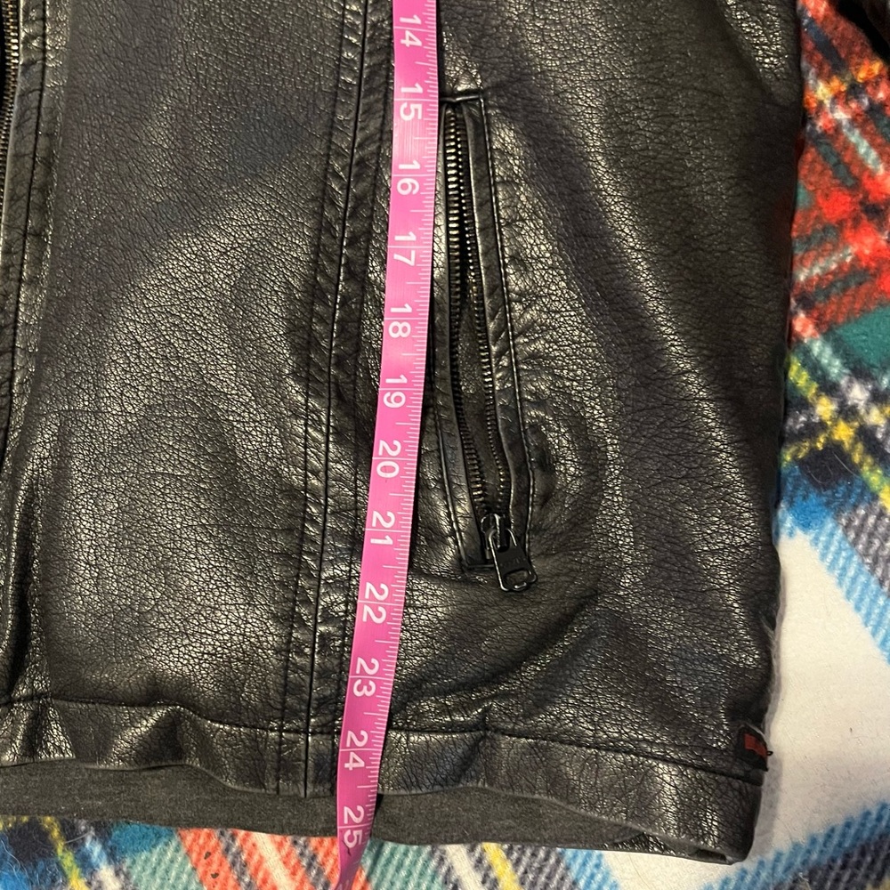 Levi's Hooded Faux Leather Black Jacket sz XL - Picture 10 of 11